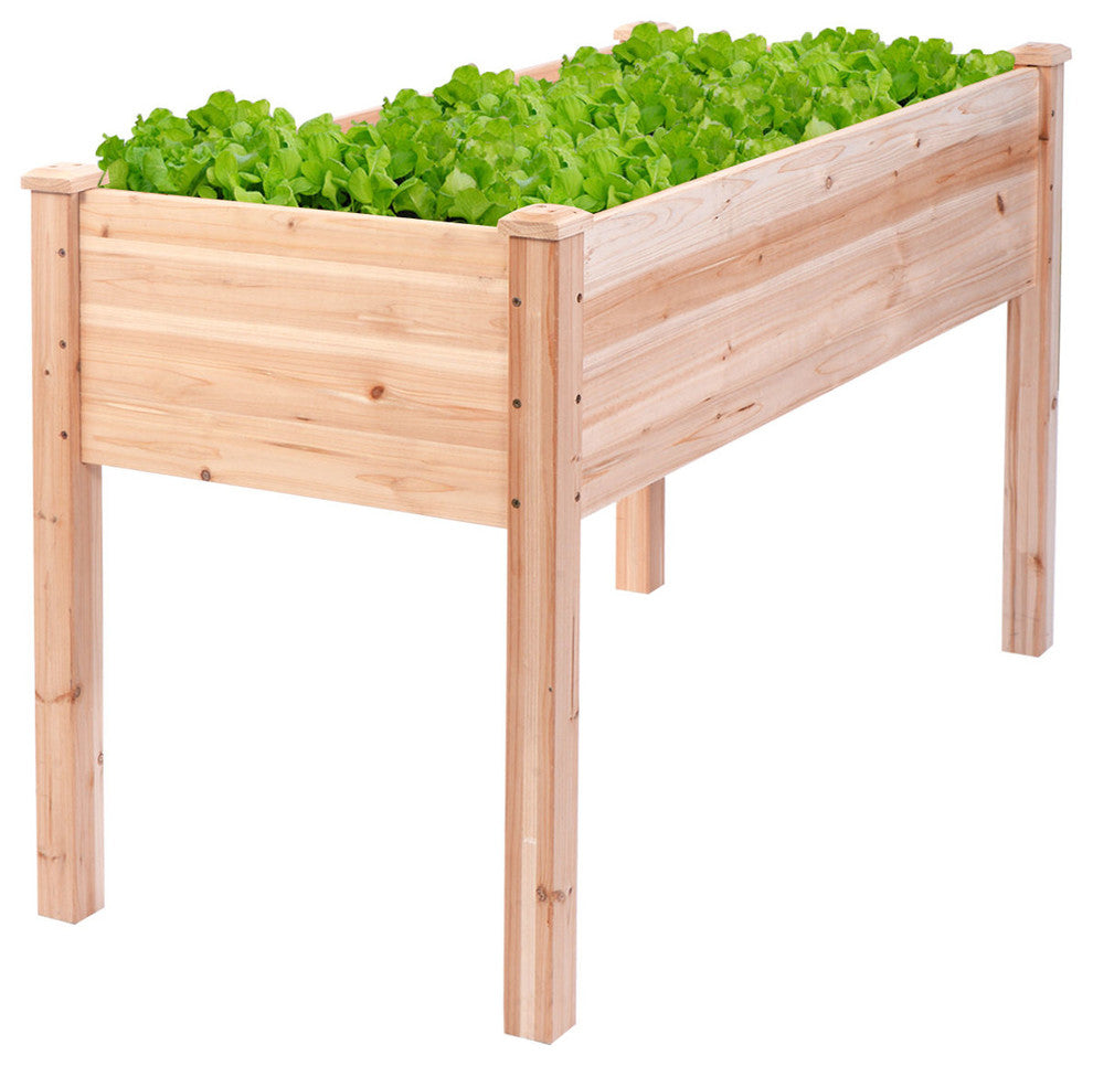 Costway Wooden Raised Vegetable Garden Bed Elevated Planter Kit Grow Gardening