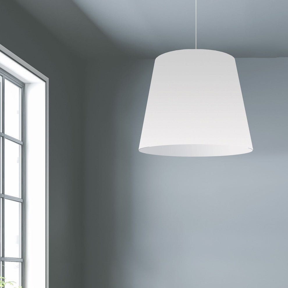 1-Light Oversized Drum Pendant Large Wht Shade