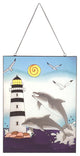 Lighthouse With Dolphins Stained Glass