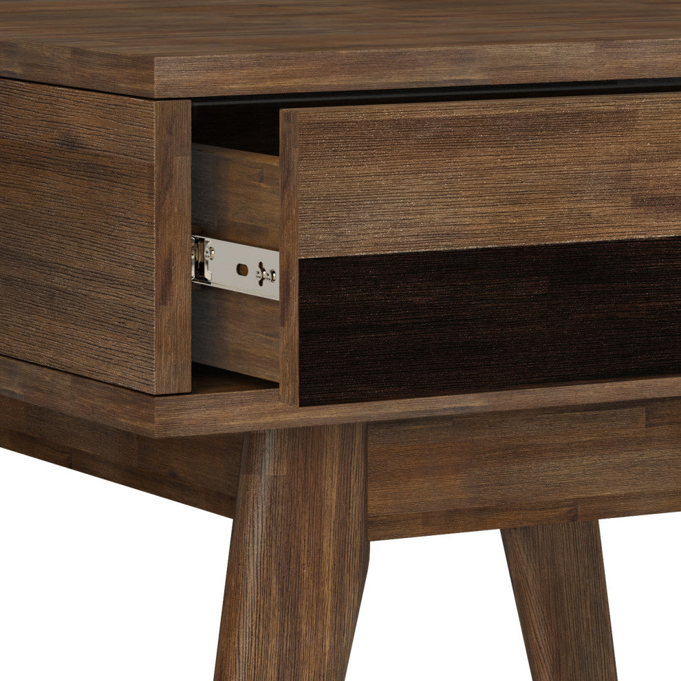 Clarkson Solid Acacia Wood End Table, Rustic Natural Aged Brown