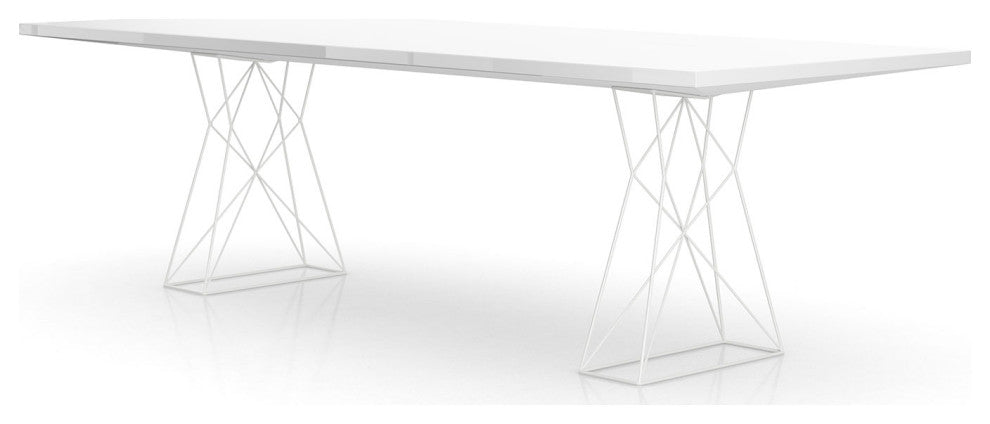 Curzon 102" Dining Table, Glossy White