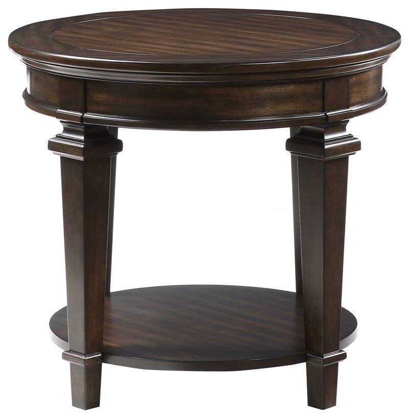Lexicon Tobias 28" Round Traditional Wooden End Table in Espresso