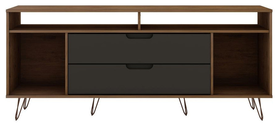 Rockefeller 63" TV Stand, Nature and Textured Gray