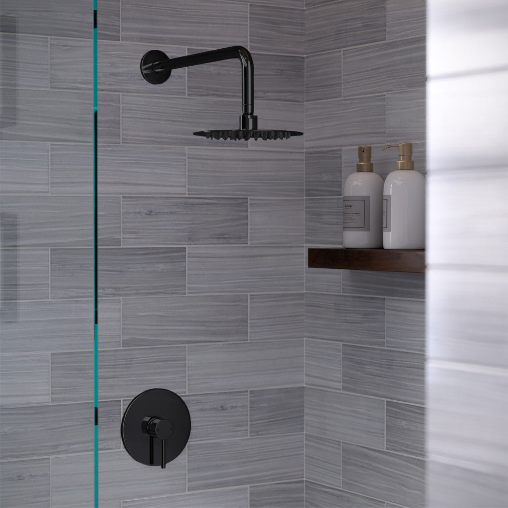 Ivy Single-Handle 1 Spray 8" Wall Mounted Fixed Shower Head, Matte Black