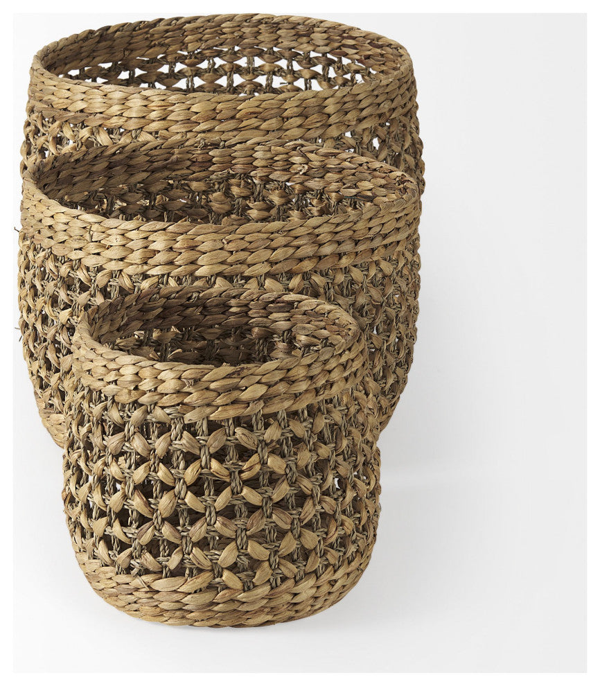 Set of Three Round Wicker Baskets