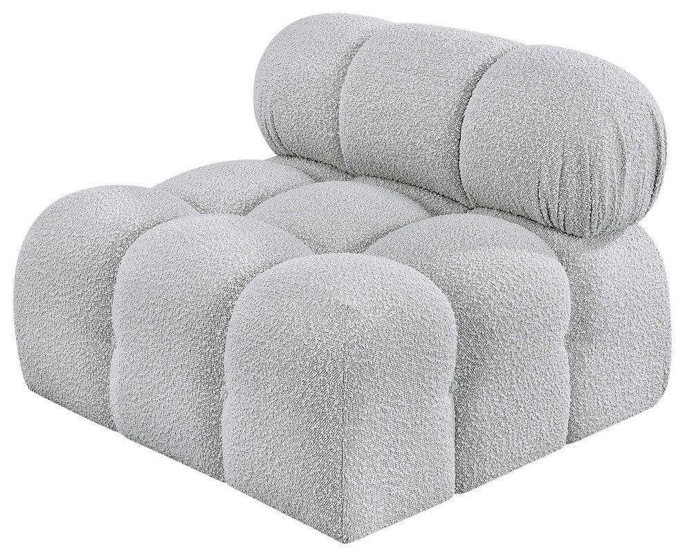 Ames Boucle Fabric Modular Chair, Grey, Armless Chair