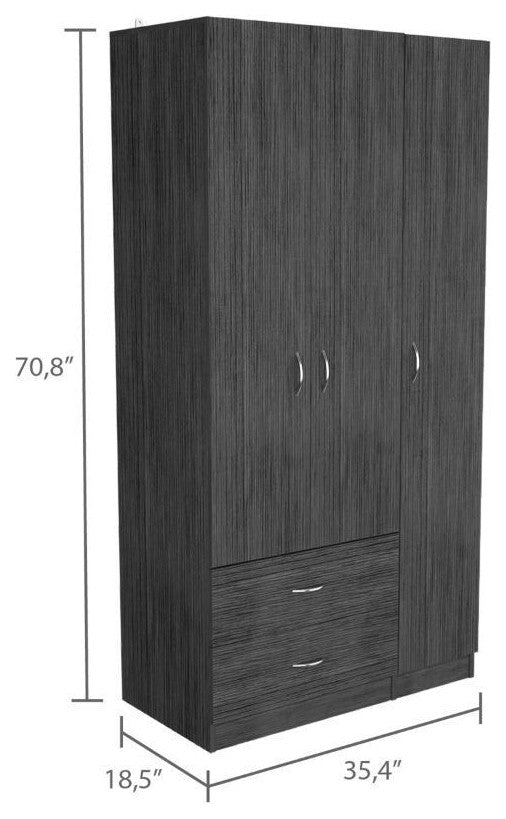 Bosko 3 Doors Armoire, Smokey Oak / White