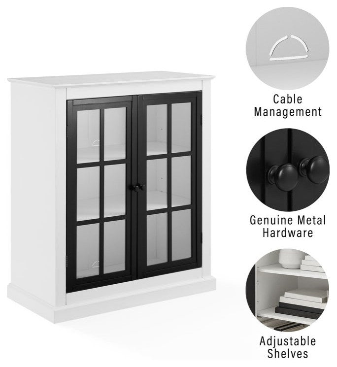 Pantry Cabinet, Adjustable Shelves With Round Handles, White/Matte Black