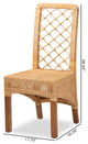 Moscow Natural Brown Rattan and Walnut Brown Finished Wood Dining Chair Set