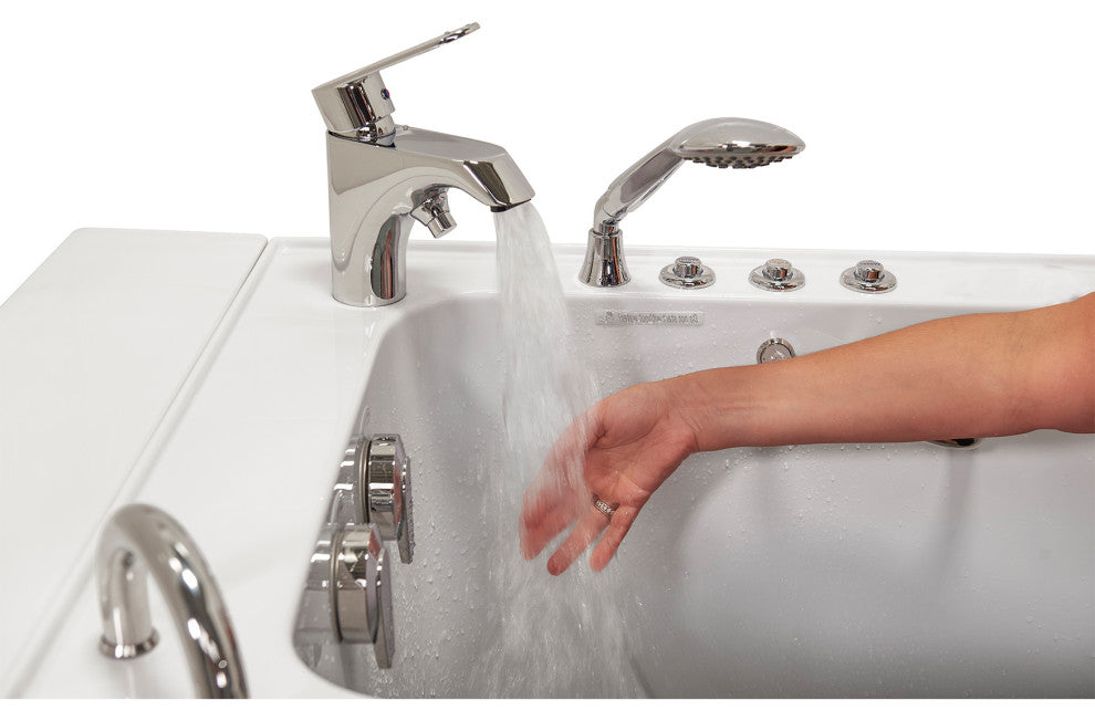 Ella Capri 30"x52" Air+Hydro Massage Walk-In Bathtub, Outward Swing Door, Faucet
