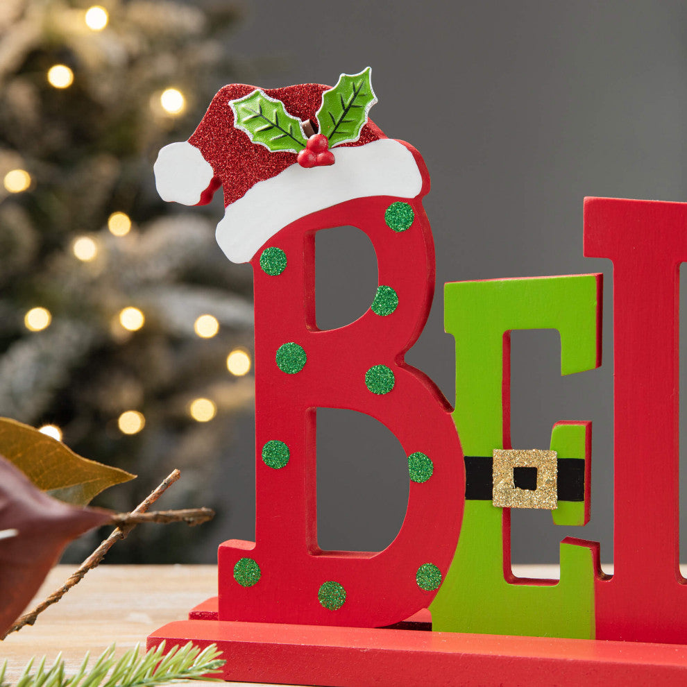14"L Wooden Christmas "BELIEVE"  Table Decor