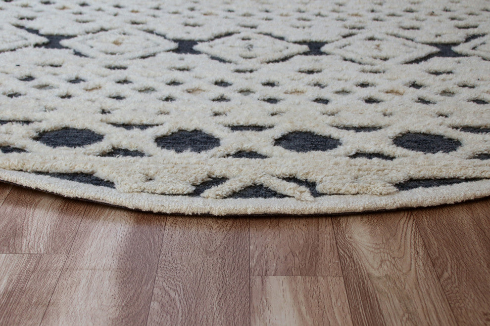 Diverse Modern Geometric Hand-Tufted Round Rug, 6'' Round