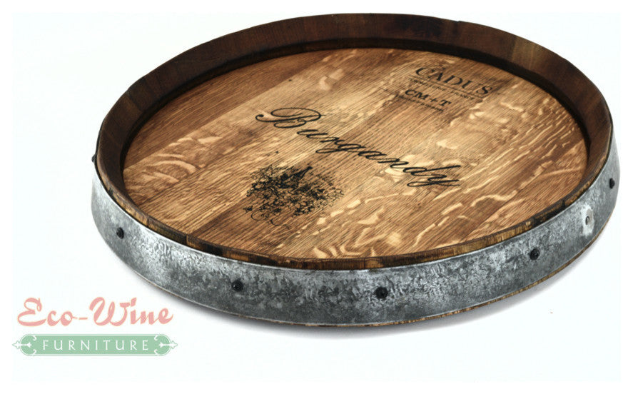 Wine Barrel Lazy Susan Burgandy