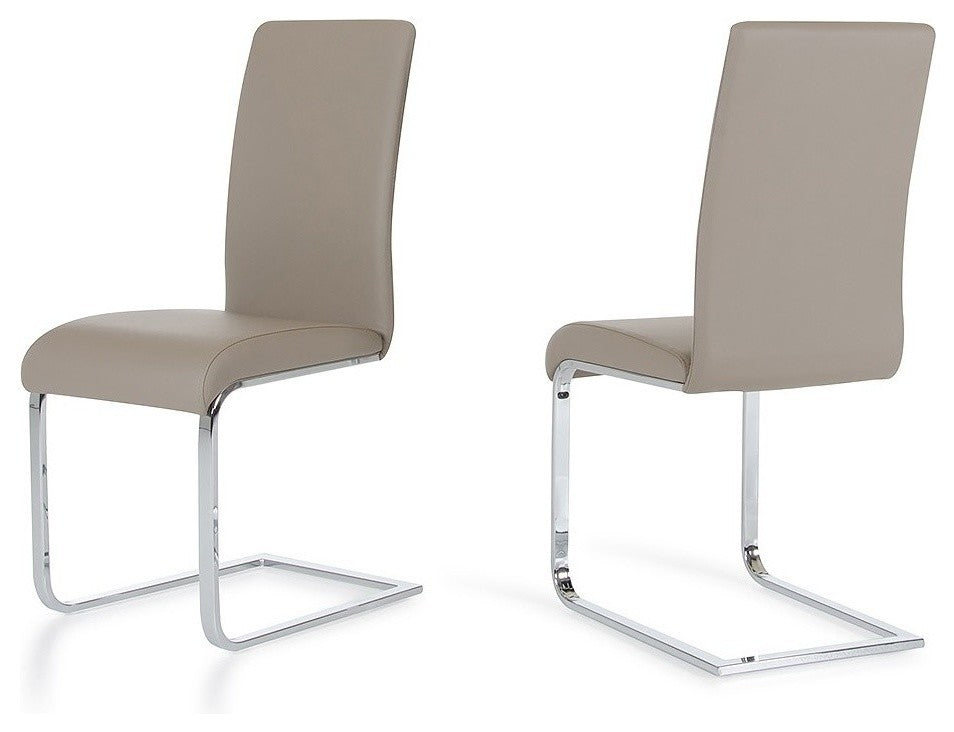 Modrest Crane Modern Dining Chairs, Set of 2, Gray, Chrome