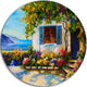 House Near Sea Oil Painting, Landscape Painting Round Wall Art, 38"