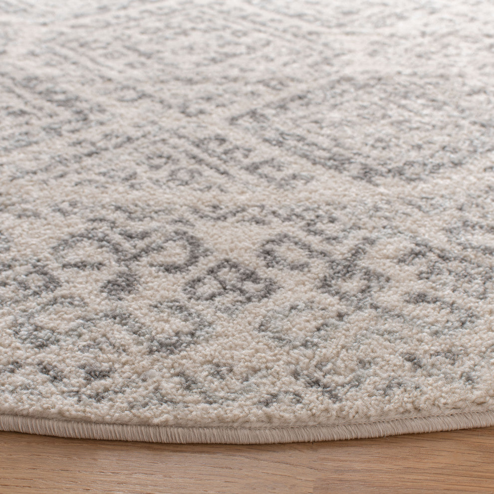 Safavieh Tulum Tul264A Vintage and Distressed Rug, Ivory and Gray, 6'7"x6'7" Round