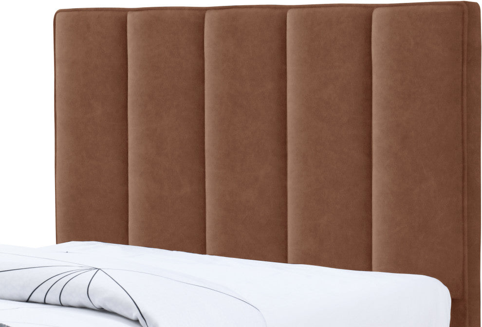 Hudson Beige Faux Leather Twin Trundle Bed, Cognac