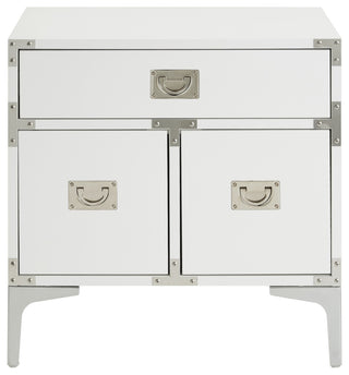 Monica Modern Lacquer Finish Chrome Metal Leg Side Table, White