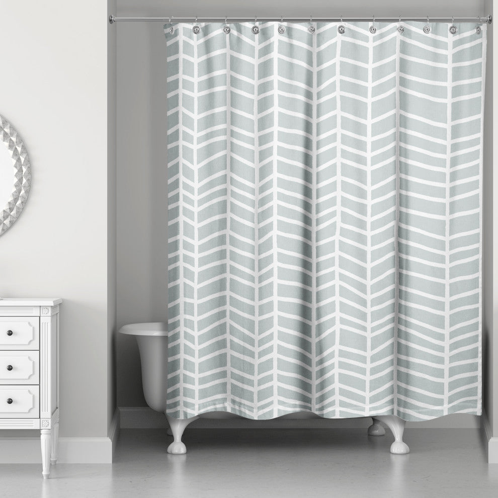 Soft Blue Chevrons 71x74 Shower Curtain