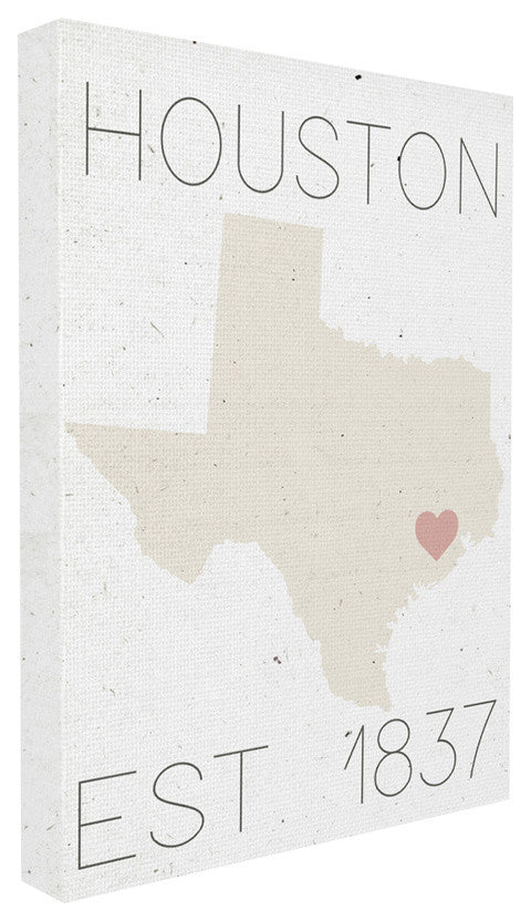 Houston Est 1837, 30"x40", Stretched Canvas Wall Art