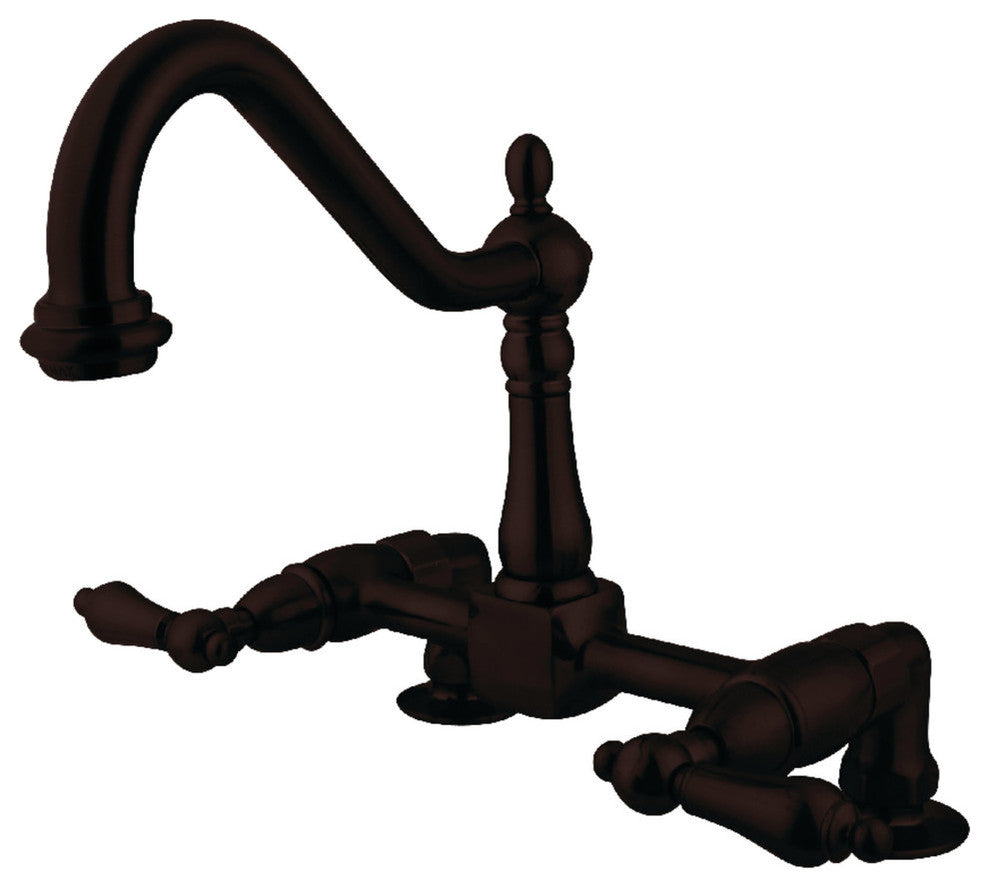 Kingston Brass Two-Handle Bridge Kitchen Faucet, Oil Rubbed Bronze