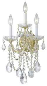 Crystorama 4423-GD-CL-SAQ, 3-Light Wall Mount, Gold