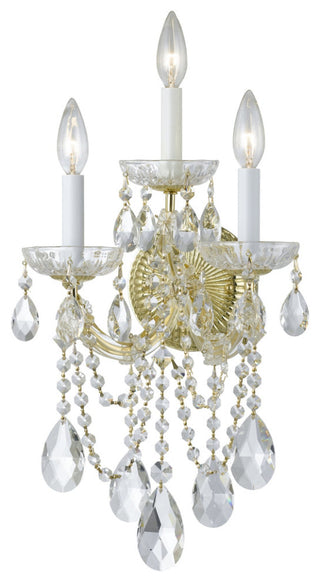 Crystorama 4423-GD-CL-SAQ, 3-Light Wall Mount, Gold