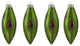 Green Blue and Pink Peacock Design Glass Finial Christmas Ornaments 5", Set of 4