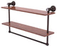 Carolina Crystal 22" Double Wood Vanity Shelf with Towel Bar, Antique Bronze