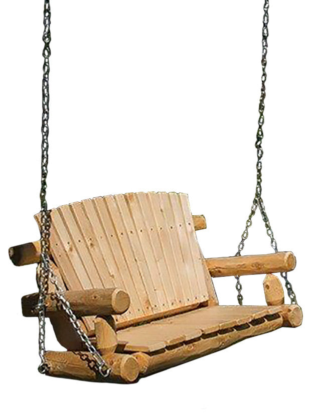 White Cedar Log Child's Outdoor Porch Swing With Chains
