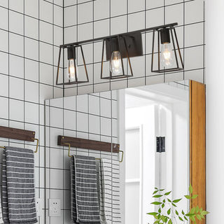 3-Light Rustic Vintage Industrial Hollow Cage Dimmable Vanity Light Wall Light
