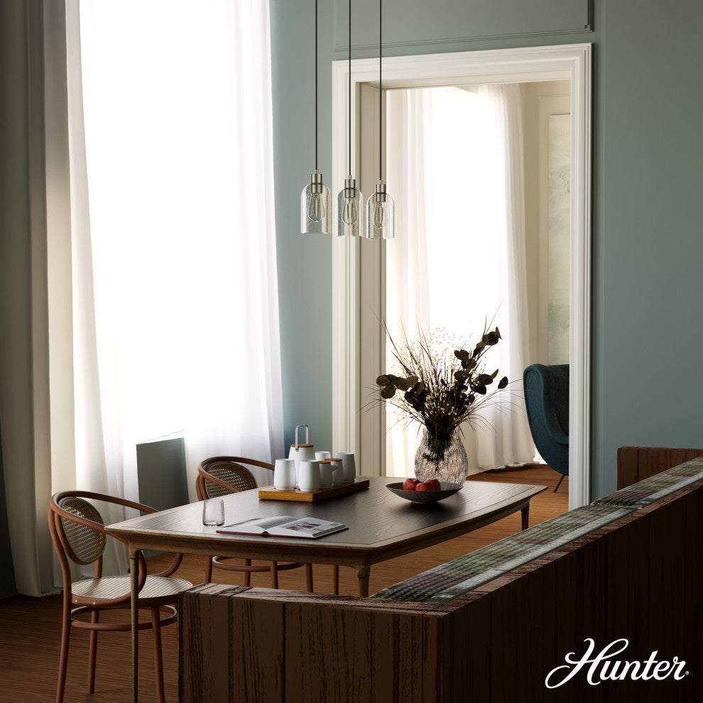 Hunter Lochemeade Brushed Nickel 3 Light Cluster Ceiling Light Fixture