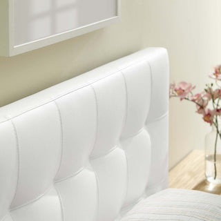 Lily Twin Tufted Faux Leather Headboard, White