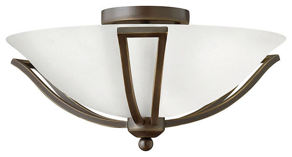 Hinkley Bolla Small Flush Mount, Olde Bronze With Opal Glass