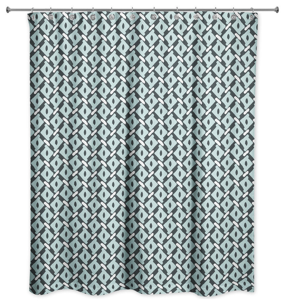 Whimsical Diamond Pattern in Blue Shower Curtain