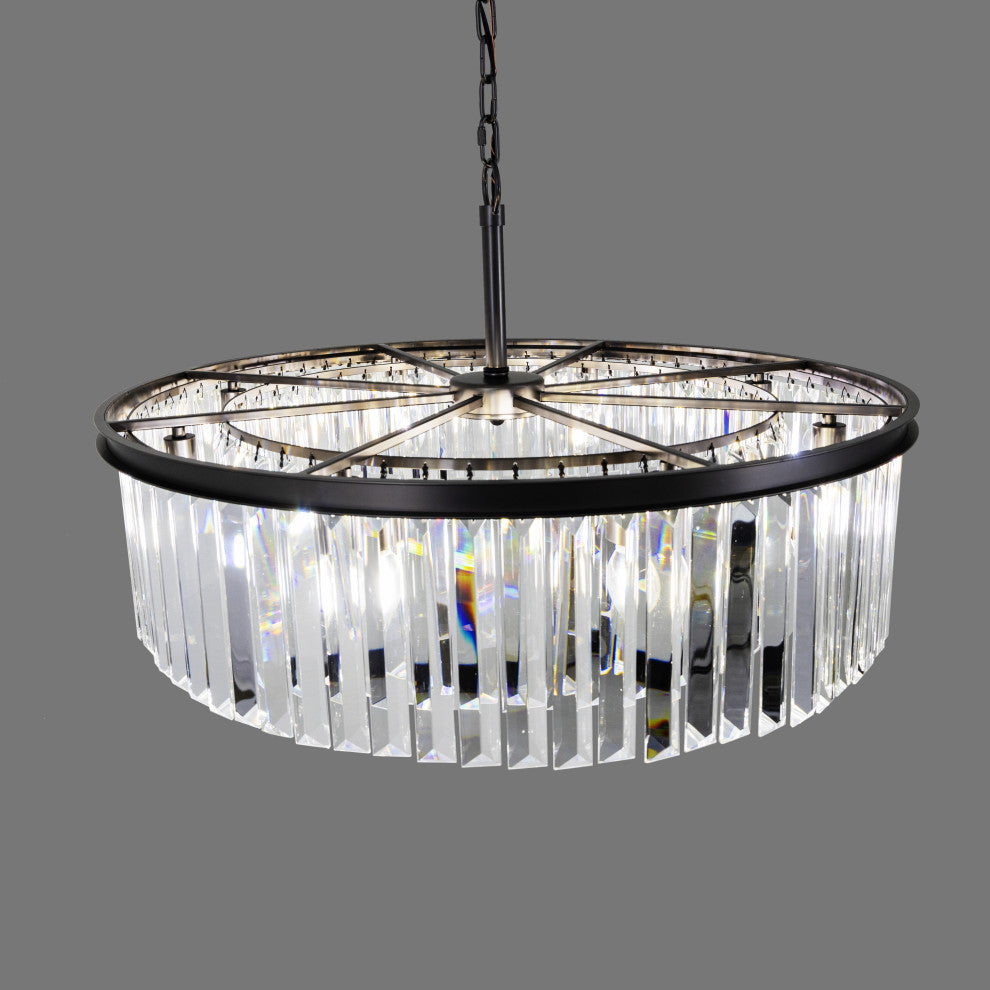 Polaris 8-Light Prism Crystal Chandelier, Black