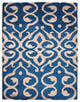 Hand Knotted Silk Area Rug Contemporary Blue Beige