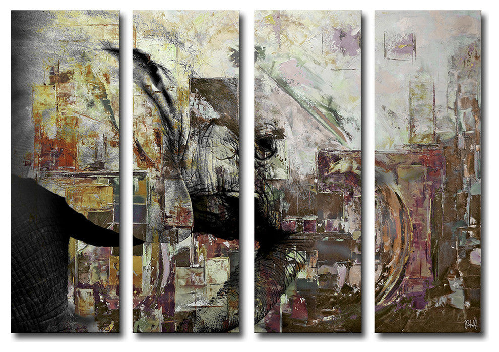 Saddle Ink Elephant II 4-Panels