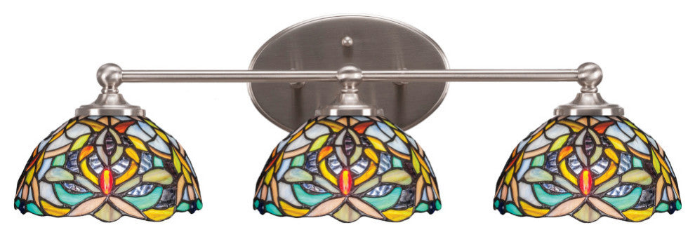 Capri 3-Light Bath Bar, Brushed Nickel/Kaleidoscope Art