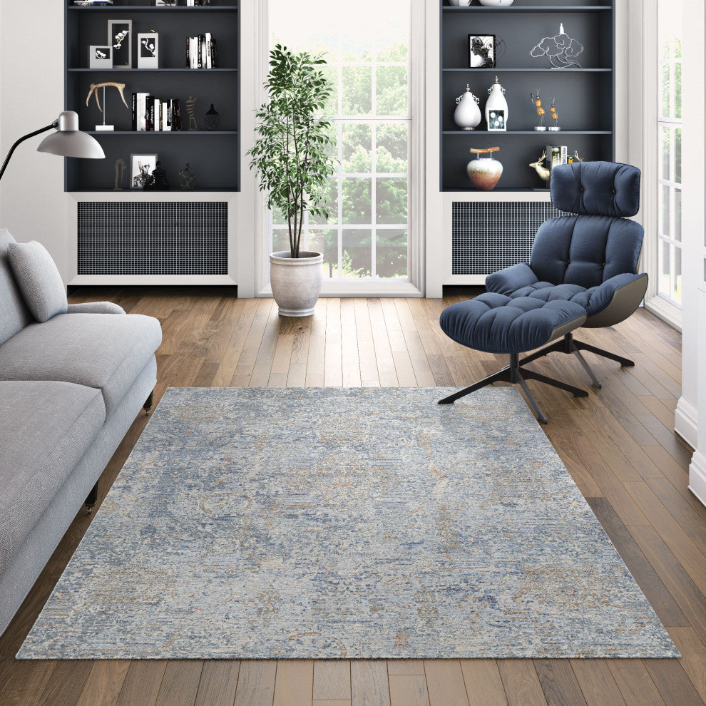 Couristan Couture Bordado Light Grey-Multicolor Area Rug, 2'7" X 12' Runner