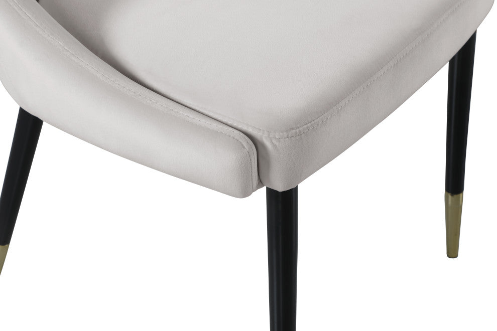 Sleek Velvet Upholstered Dining Chair (Set of 2), Cream