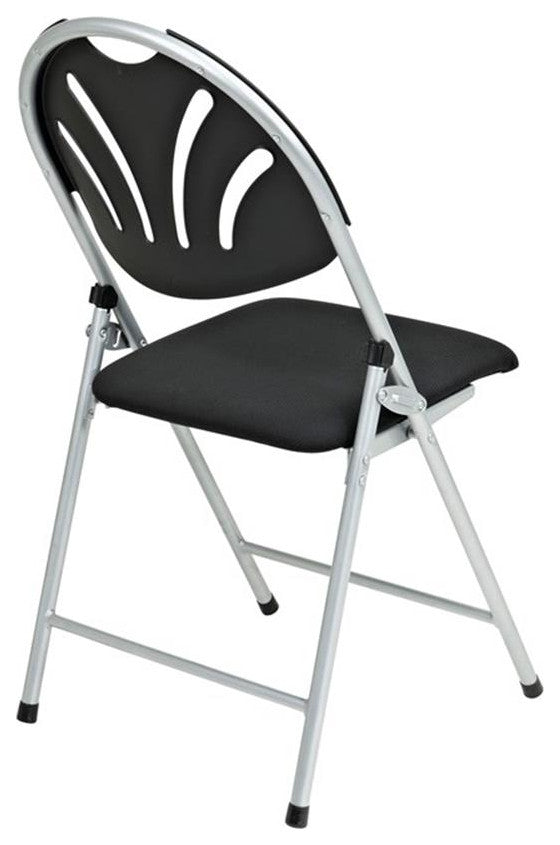 Set of 4 Plastic Folding Chair in Black and Silver