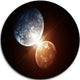 Kiss Between Two Planets, Modern Spacescape Round Metal Wall Art, 23"