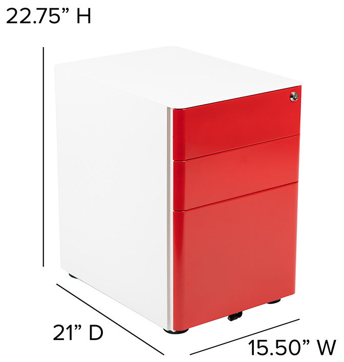 Modern 3-Drawer Mobile Locking Filing Cabinet