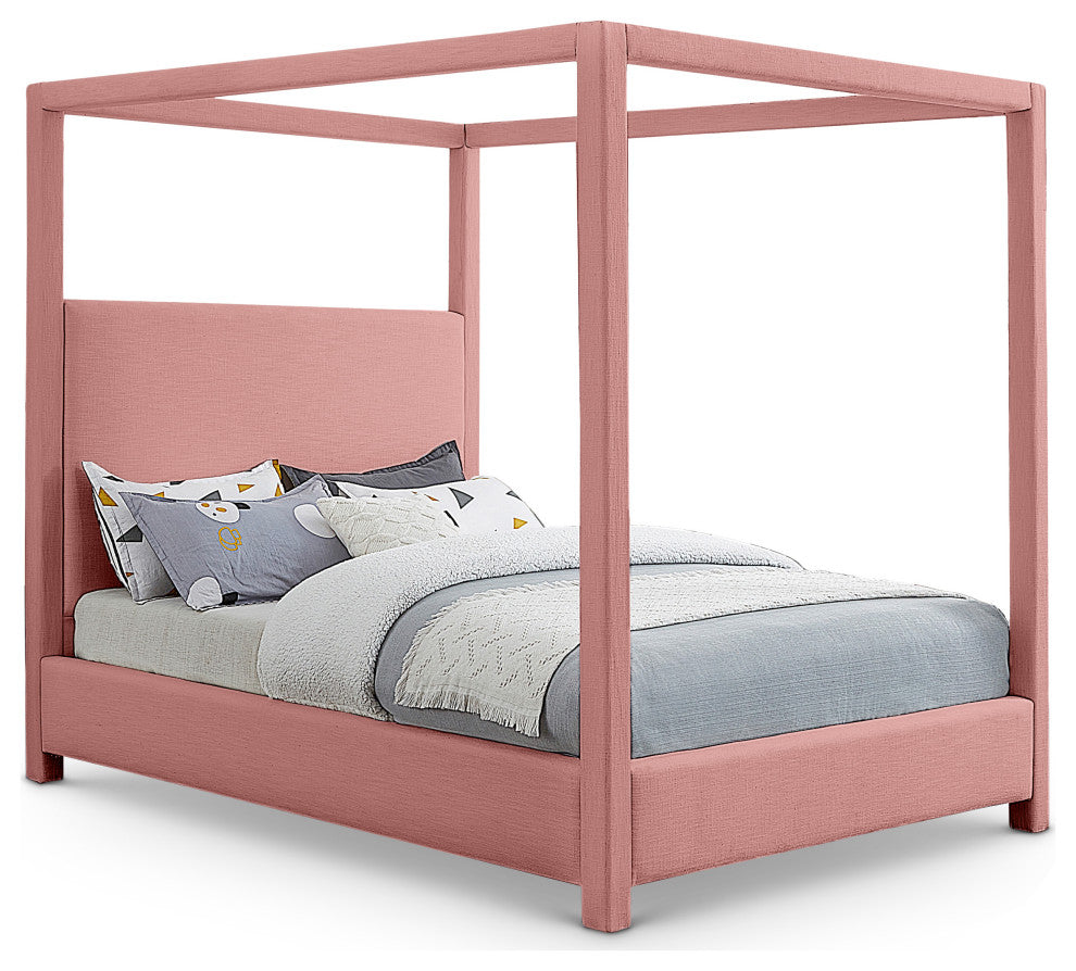 Emerson Upholstered Bed, Pink, King, Linen Textured Fabric
