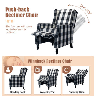 Upholstered Manual Recliner With Wingback, Black
