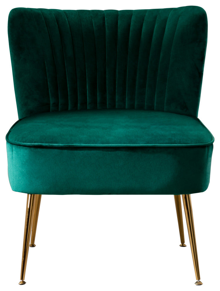 WestinTrends 25" Tufted Velvet Accent Chair for Living Dining Room, Bedroom, Den, Green