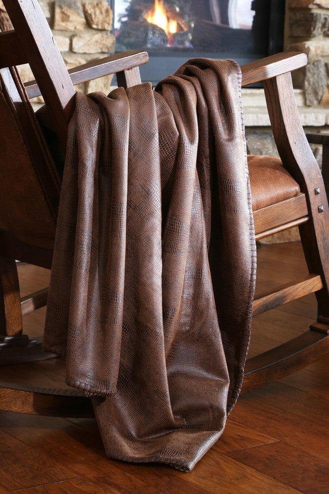 Crocodile Brown Throw