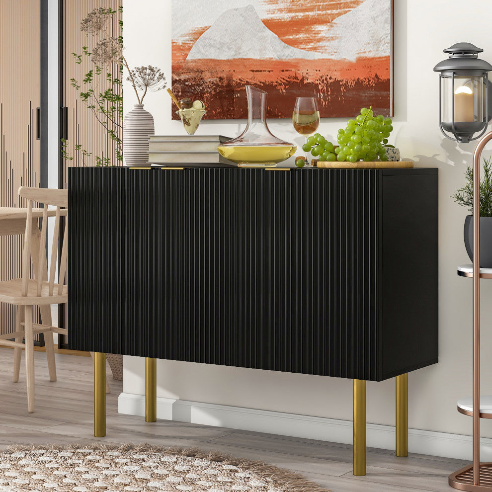 TATEUS 47" Modern dining Buffets sideboard Kitchen Cabinet, Black