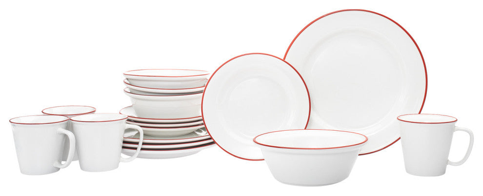 Montmarte 16 Piece Dinnerware Set, Service for 4, Red